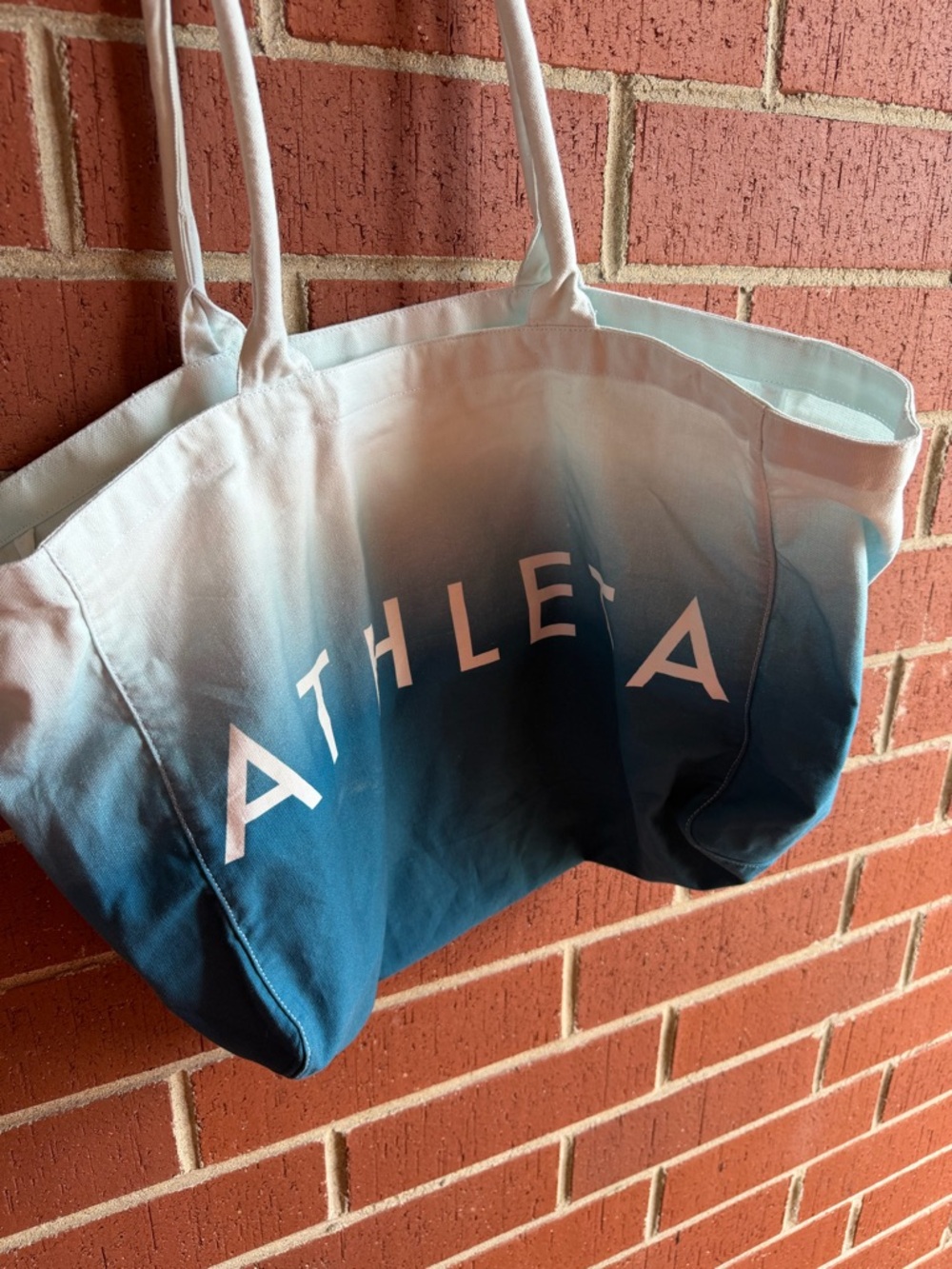 Athleta Beach Bag Gym Bag Tote Bag Blue Ombre Canvas Shopping Everyday Bag